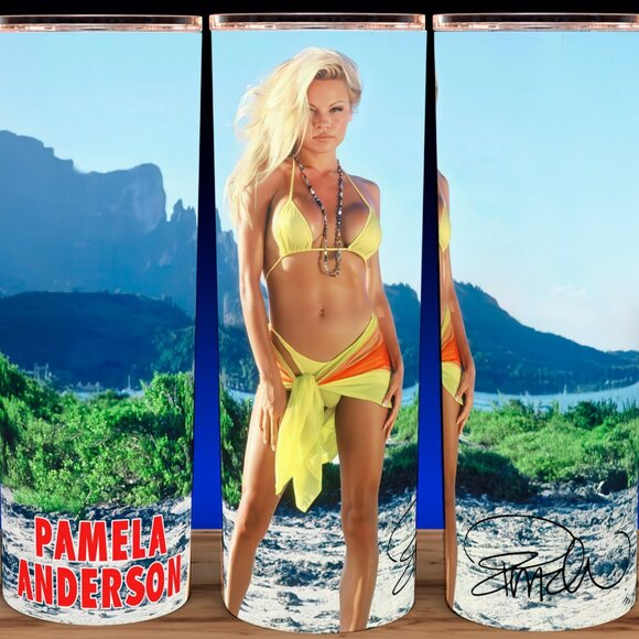Sexy Pamela Anderson on the Beach Cup Mug Tumbler - Picture 1 of 3